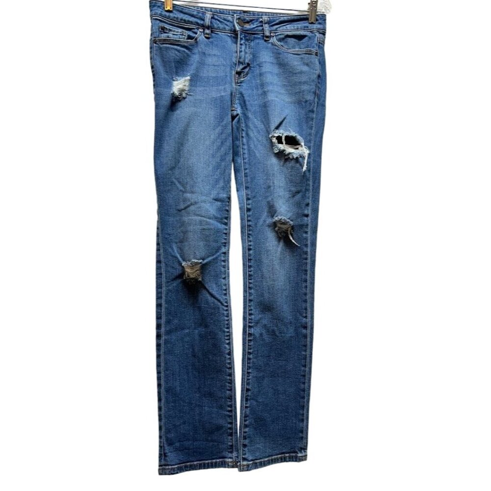 Soho New York & Company Womens Straight‎ Leg Distressed Blue Jeans Size 4